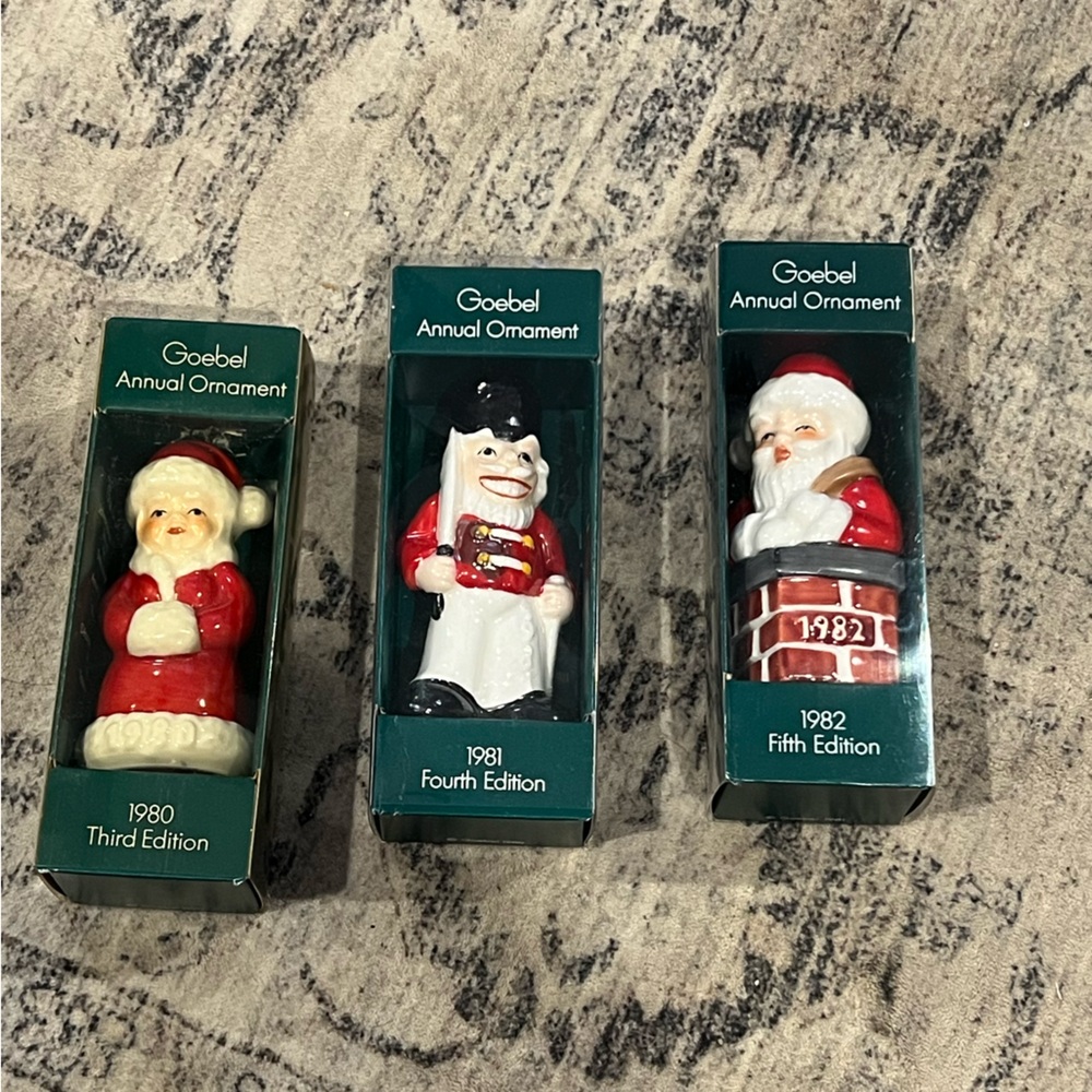 Goebel Red and White Holiday Ornaments